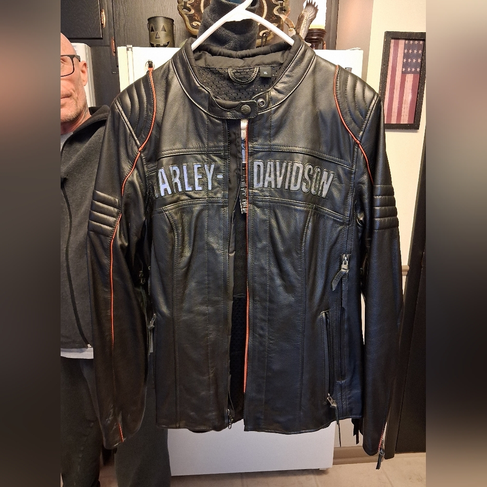 Harley-Davidson Black Jacket with Orange Trim
